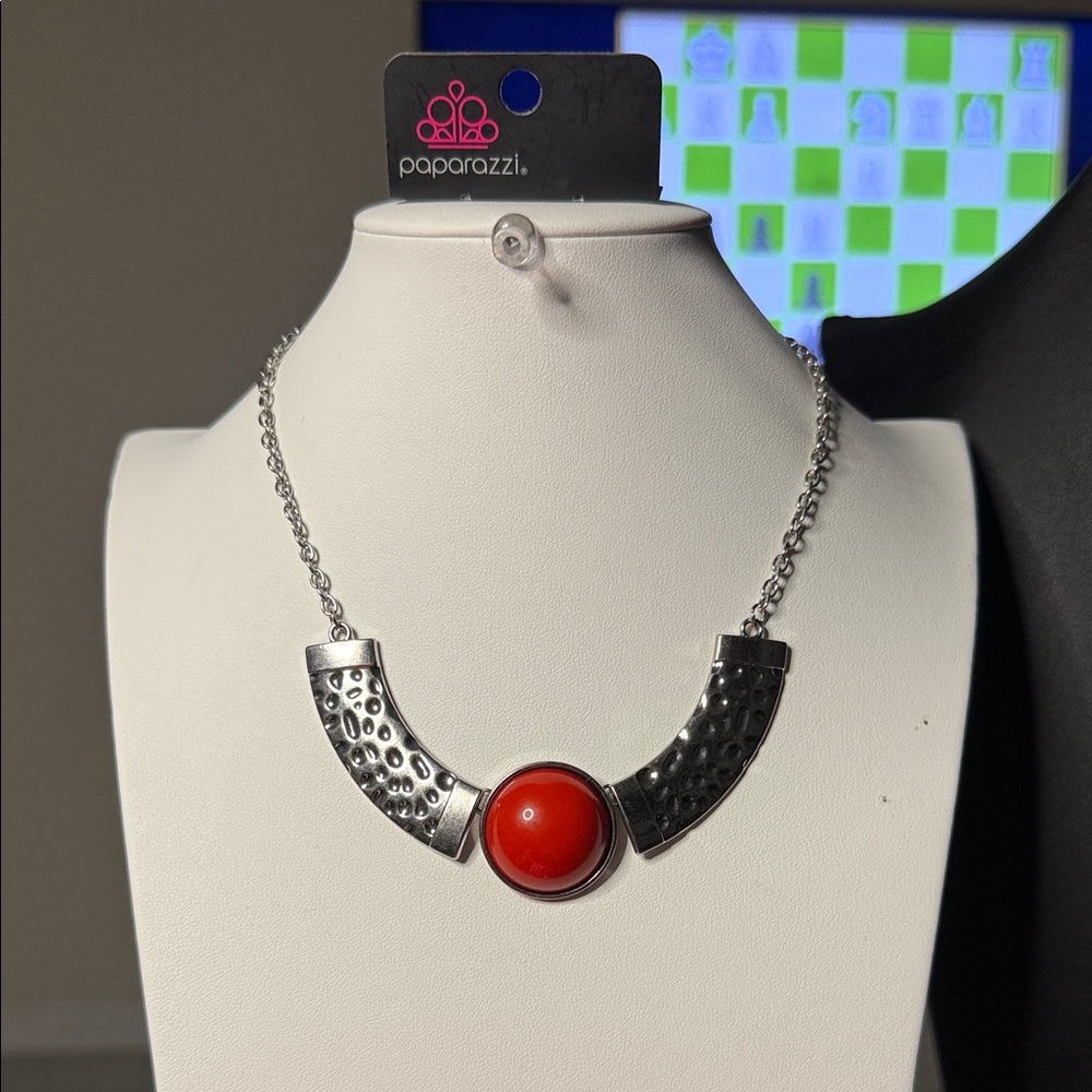 Paparazzi Bold Red and Silver Necklace